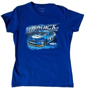 Blue and White Racing Graphic Short Sleeve Tee